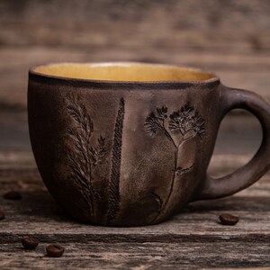 Handmade botanical mug Pottery plant mug, Wildflowers ceramic mug, Floral coffee mug, Garden flower mug, Plant Mom coffee mug image 4