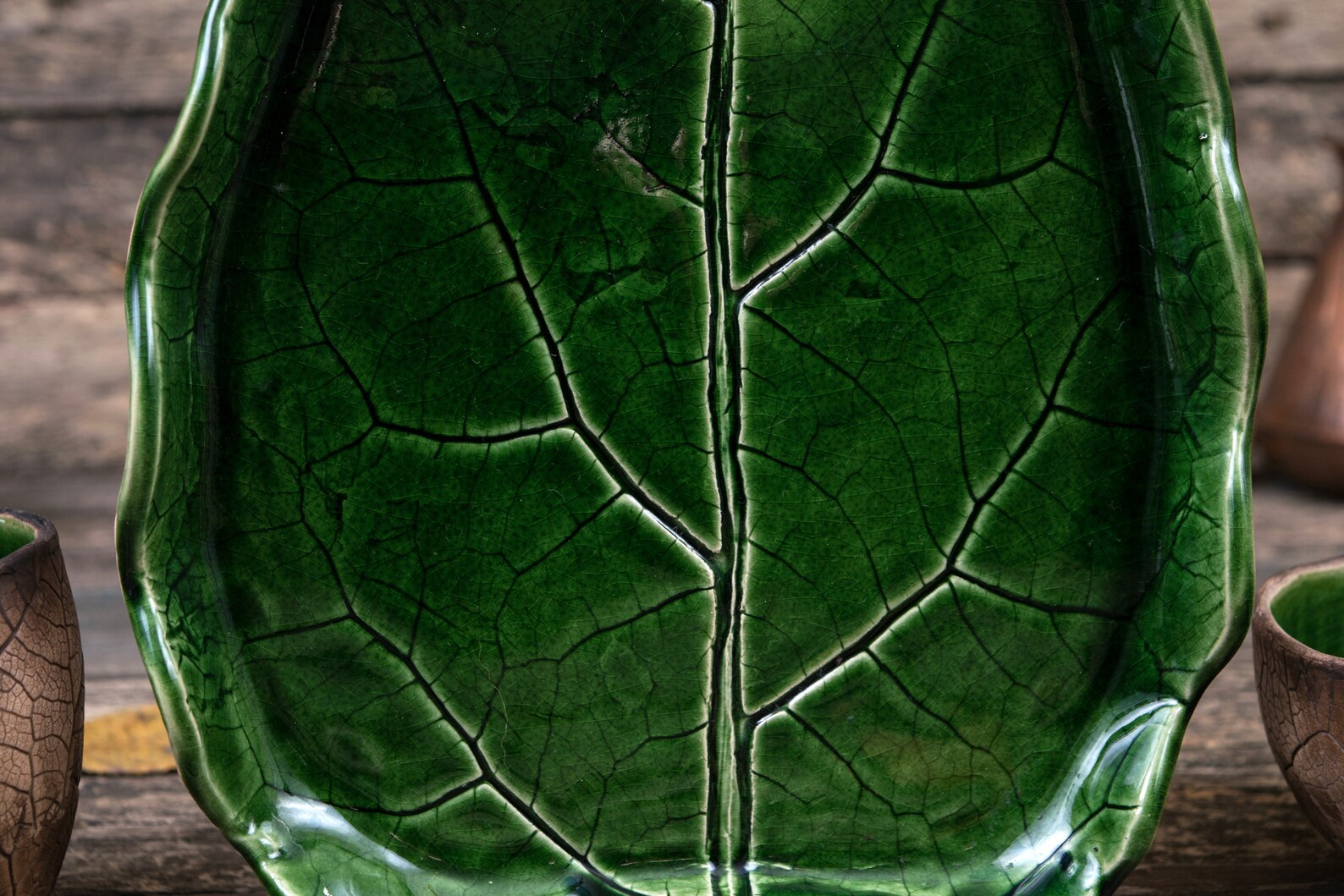 Set of handmade ceramic dishes Leaf pottery Unique clay Etsy