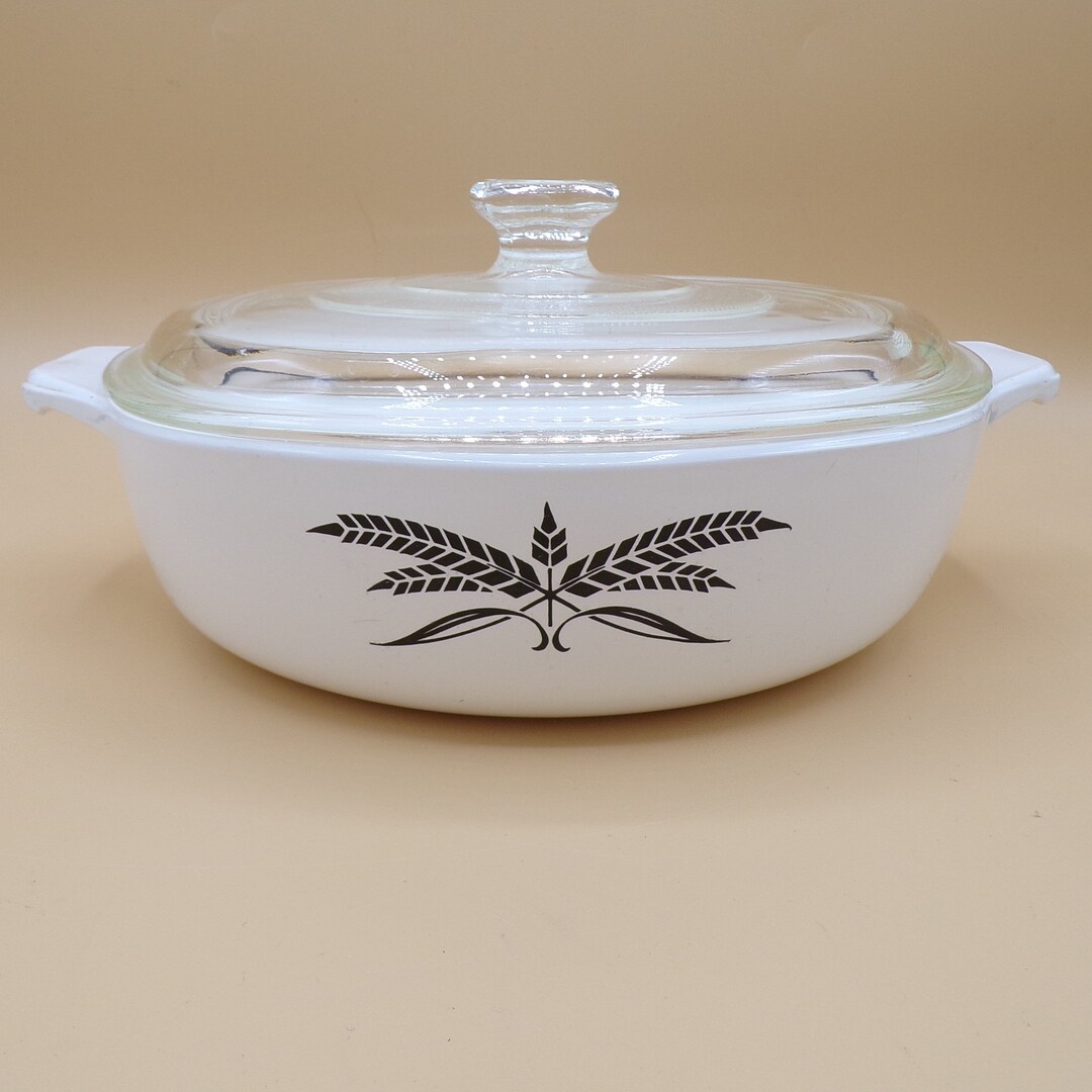Anchor Hocking Cookware Black Wheat Casserole With Lid 1960s Etsy
