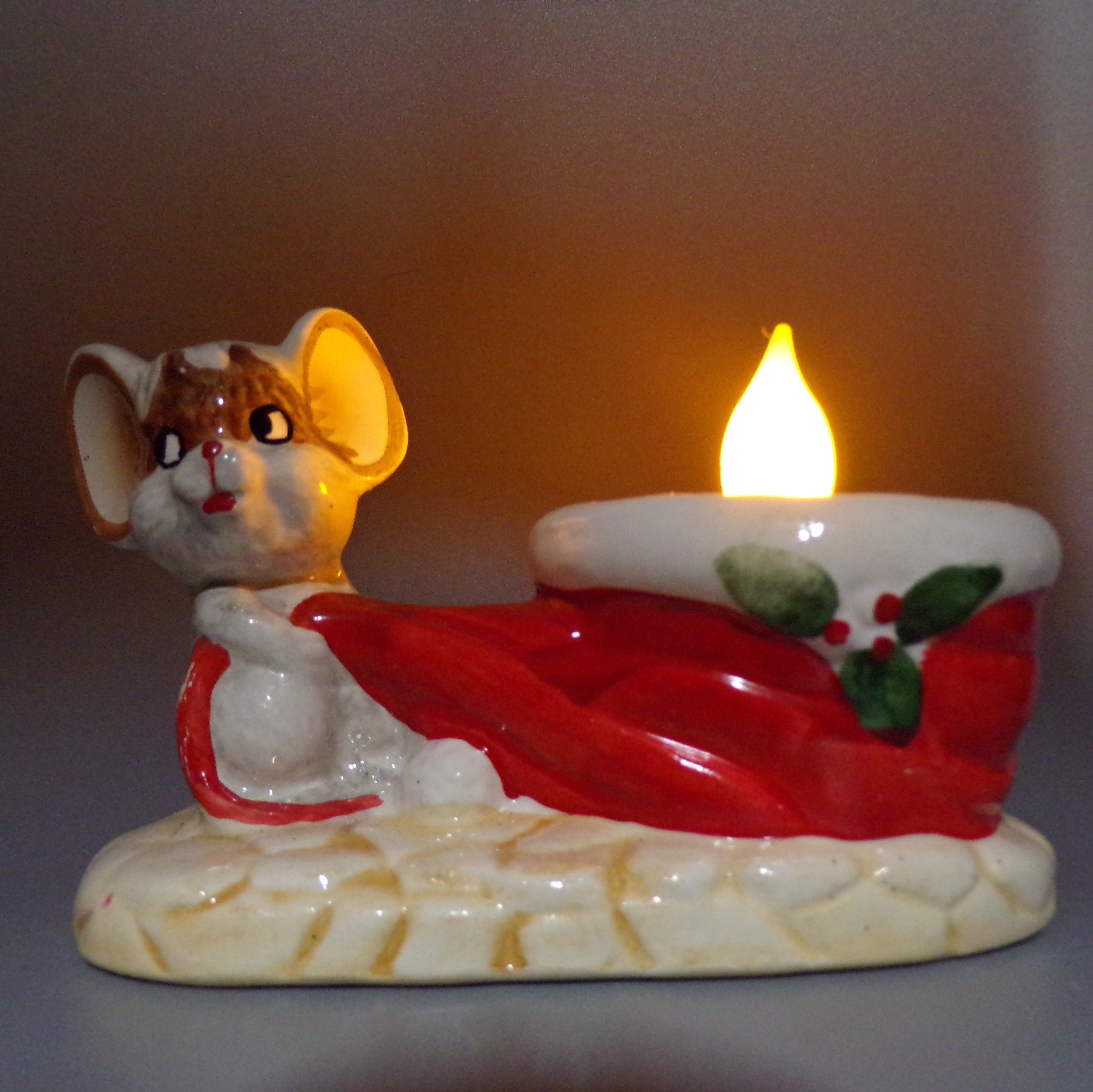 Vintage Porcelain Christmas Figurines Votive Candle Holders Etsy
