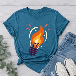 Light Bulb Drawing Flame PNG, Creative Artwork Graphic Art Design, Inspirational Idea Spark Digital Download