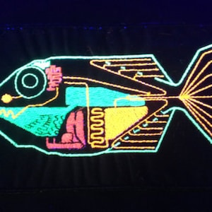 BIG UV Babel Fish custom embroidered patch