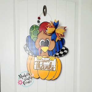 Turkey Pumpkin Door Hanger – Thanksgiving Fall Porch Sign