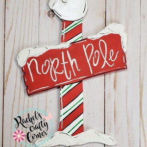 North Pole Candy Cane Door Hanger Sign