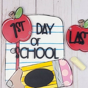 First/ Last Day of School Chalkboard Door Hanger or Sign, with interchangeable apple