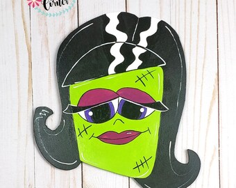 Zawieszka na drzwi Panna Młoda Frankensteina – znak na Halloween z potworem