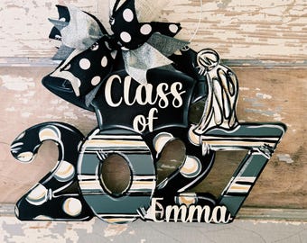 Class of 2027 Graduation Gift or Announcement, Custom Hand Painted Door Hanger Sign