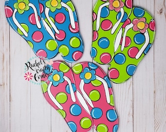 Flip Flop Saison Floral Polka Dot Flip Flops, handgemaltes Türschild