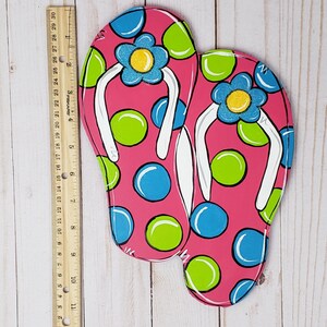 Flip Flop Season Floral Polka Dot Flip Flops, Hand Painted Door Hanger ...