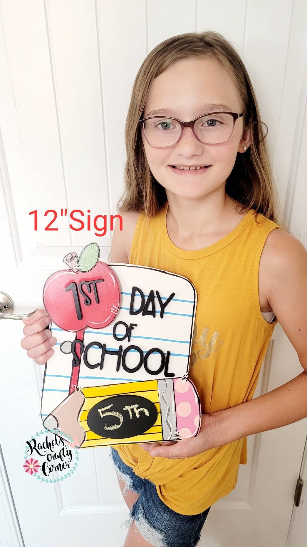 First & Last Day of School Chalkboard Sign – Teacher/Student Door Hanger - Interchangeable apple