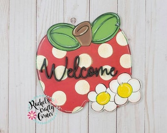 Accroche-porte Pomme Automne - Panneau automne de l'enseignant avec des fleurs