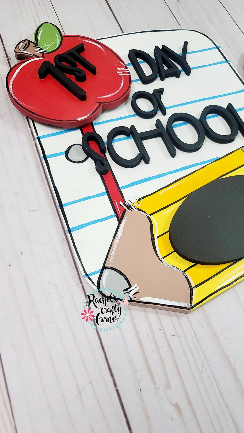 First & Last Day of School Chalkboard Sign – Teacher/Student Door Hanger - Interchangeable apple