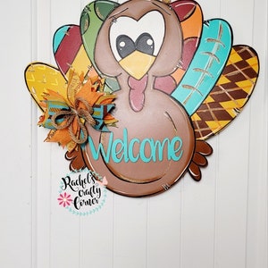 Thanksgiving Turkey Door Hanger – Fall Harvest Porch Sign