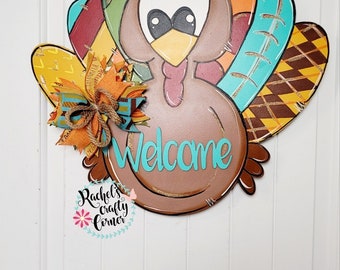 Thanksgiving Turkey Door Hanger – Fall Harvest Porch Sign