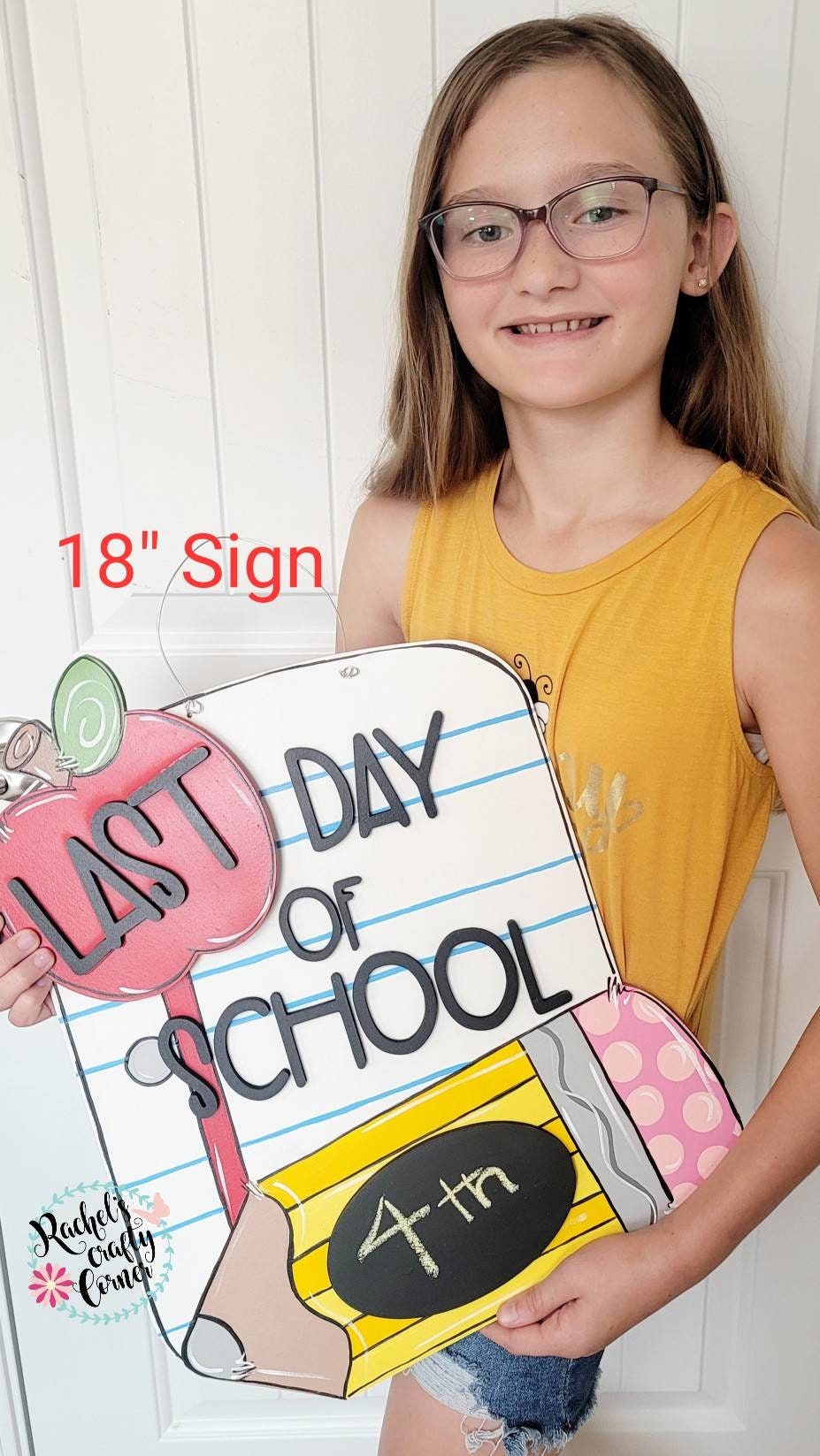 First & Last Day of School Chalkboard Sign – Teacher/Student Door Hanger - Interchangeable apple