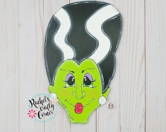 Appendino da porta "Moglie di Frankenstein" - Cartello da portico con mostro di Halloween
