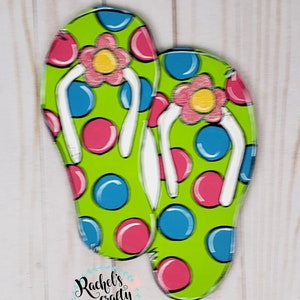 Flip Flop Season Floral Polka Dot Flip Flops, Hand Painted Door Hanger ...