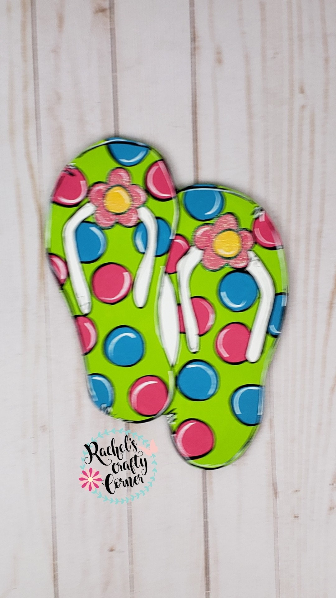 Flip Flop Season Floral Polka Dot Flip Flops, Hand Painted Door Hanger ...