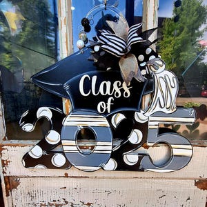 Class of 2025 Graduation Gift or Announcement, Custom Hand Painted Door Hanger Sign