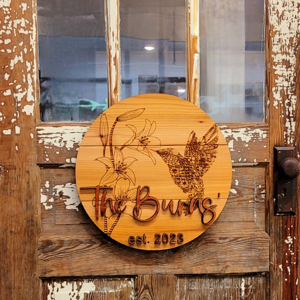 Hummingbird and Lily House Sign