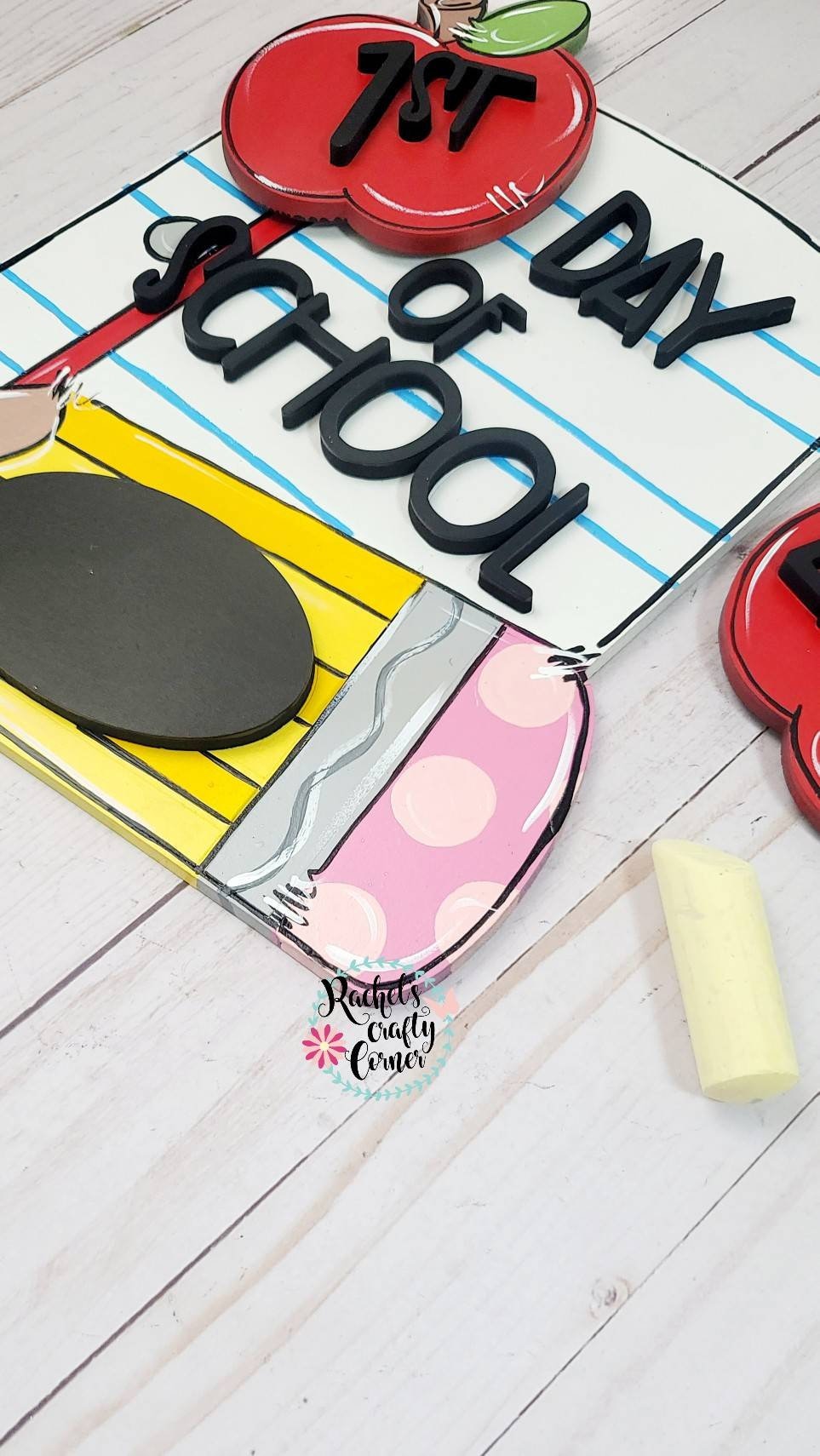 First & Last Day of School Chalkboard Sign – Teacher/Student Door Hanger - Interchangeable apple