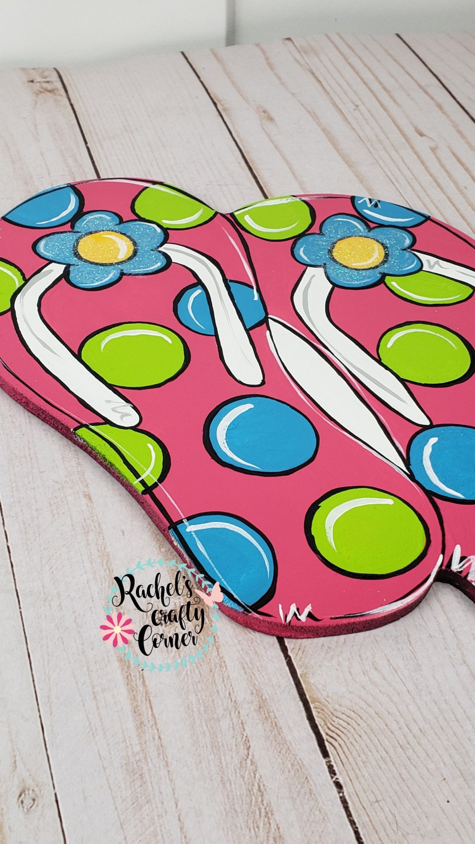 Flip Flop Season Floral Polka Dot Flip Flops, Hand Painted Door Hanger ...