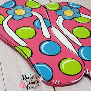 Flip Flop Season Floral Polka Dot Flip Flops, Hand Painted Door Hanger ...