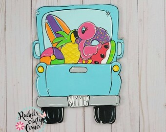 Cartello per porta camion dipinto a mano, "All Things Summer Beach Ready"