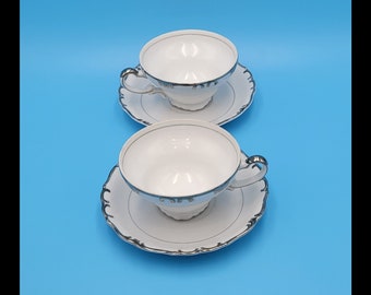 Gold China by Baronet • 2 Sets of Footed Cups with Saucers