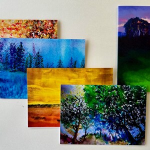 notecards with blank insides (limited edition prints of my abstract watercolor landscape paintings), envelopes included