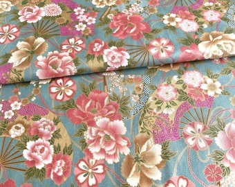 Japan Traditional Fabric, Floral Pattern With Gold, 100 Japan Traditional Fabric, Floral Pattern With Gold, 100