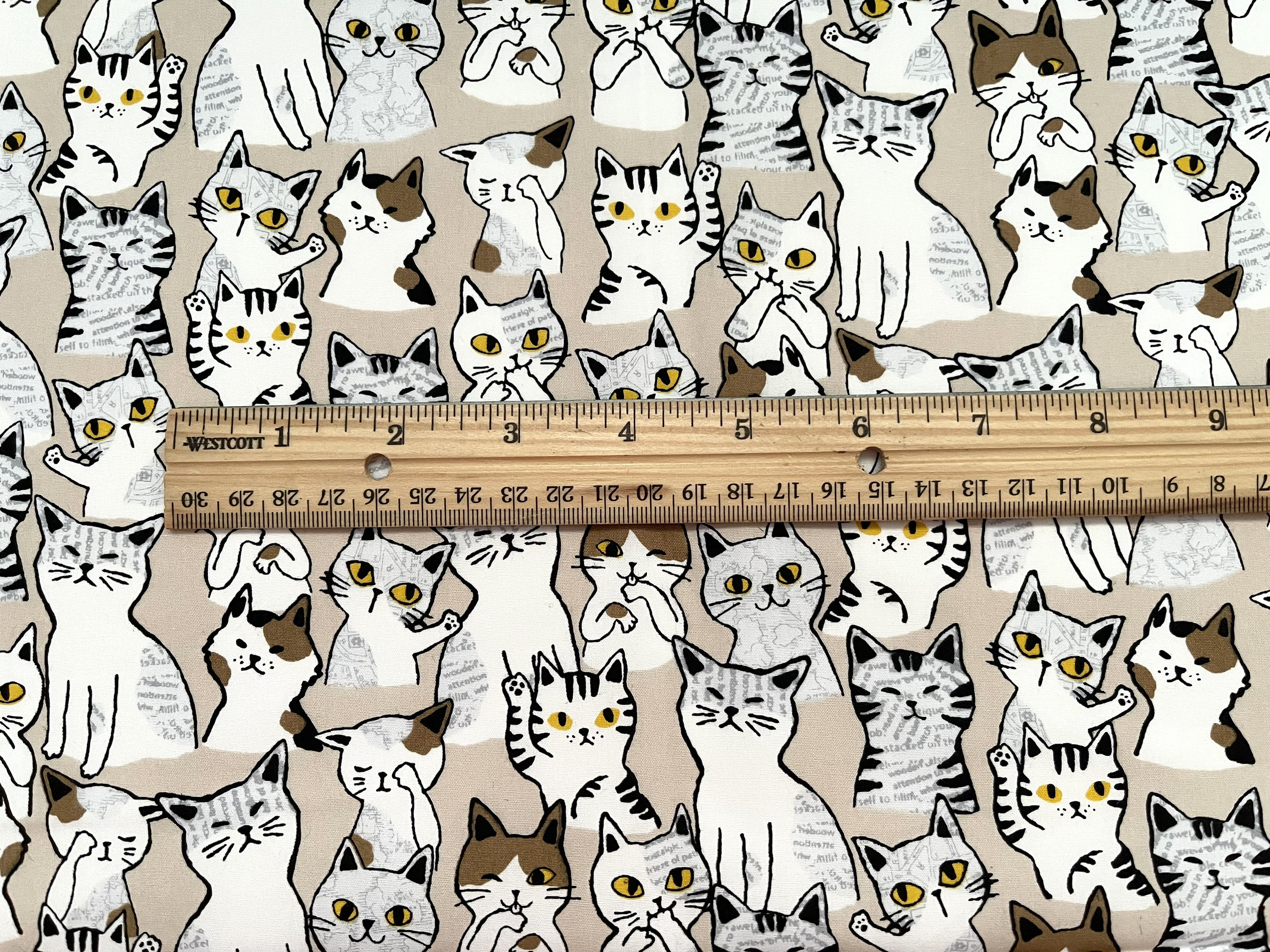 Cat Fabric Cute Cat Fabric by the yard Cat pattern Cotton Etsy