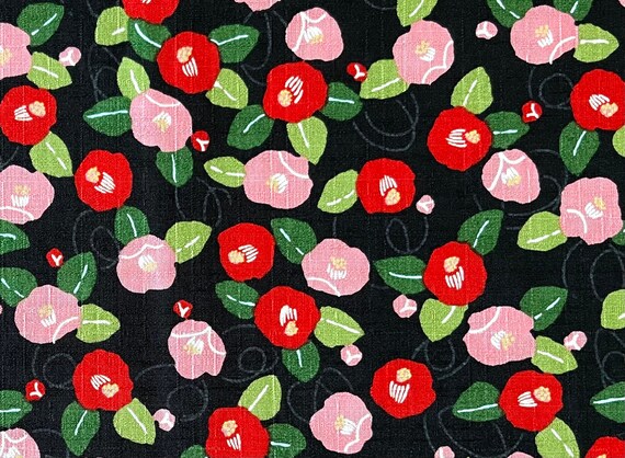 カメリアの花柄生地かわいい花柄生地コットンドビー生地1ヤードあたり 