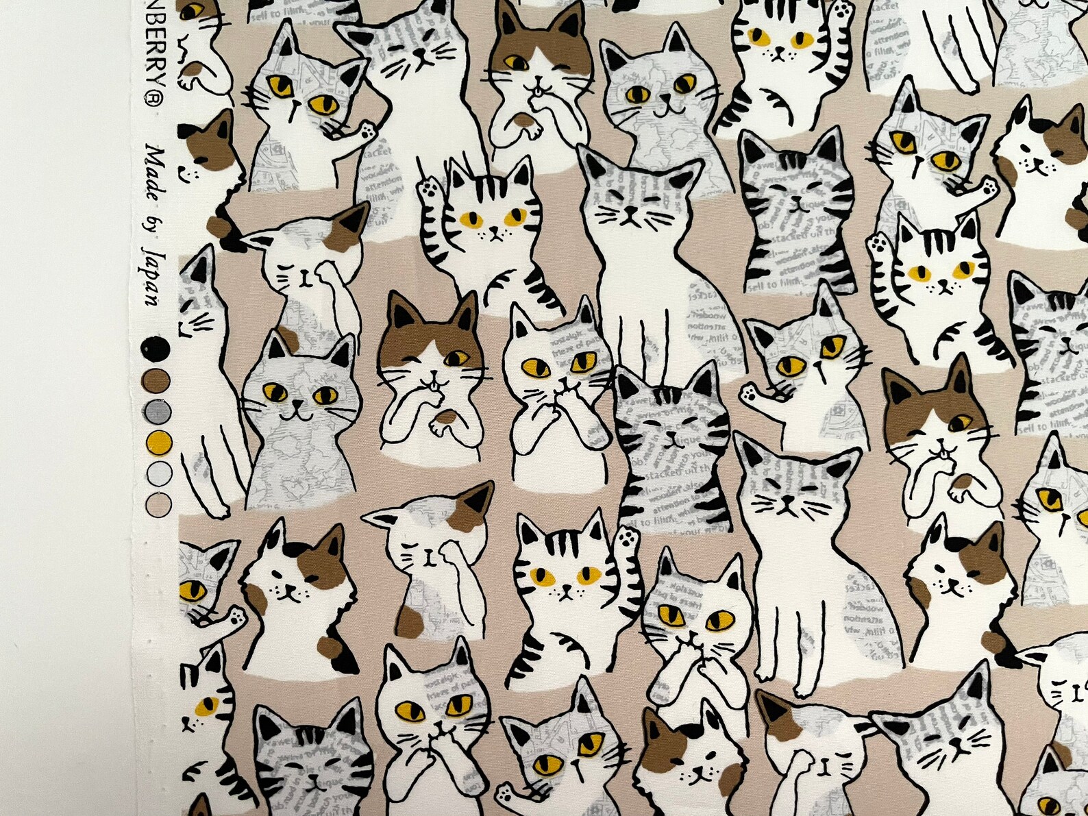Cat Fabric Cute Cat Fabric by the yard Cat pattern Cotton Etsy
