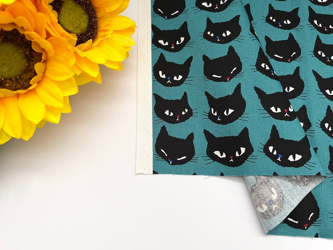 Cat Fabric Cute Cat Fabric by the yard Cat Print Cotton Etsy