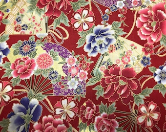 Japan Traditional Fabric, Floral Pattern With Gold, 100 Japan Traditional Fabric, Floral Pattern With Gold, 100