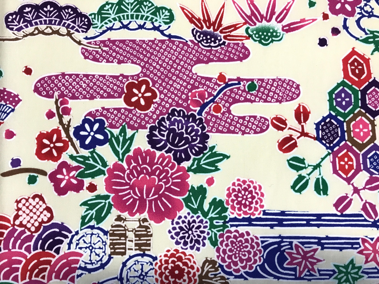 Okinawan Textile Japanese Traditional pattern Fabric by the Etsy