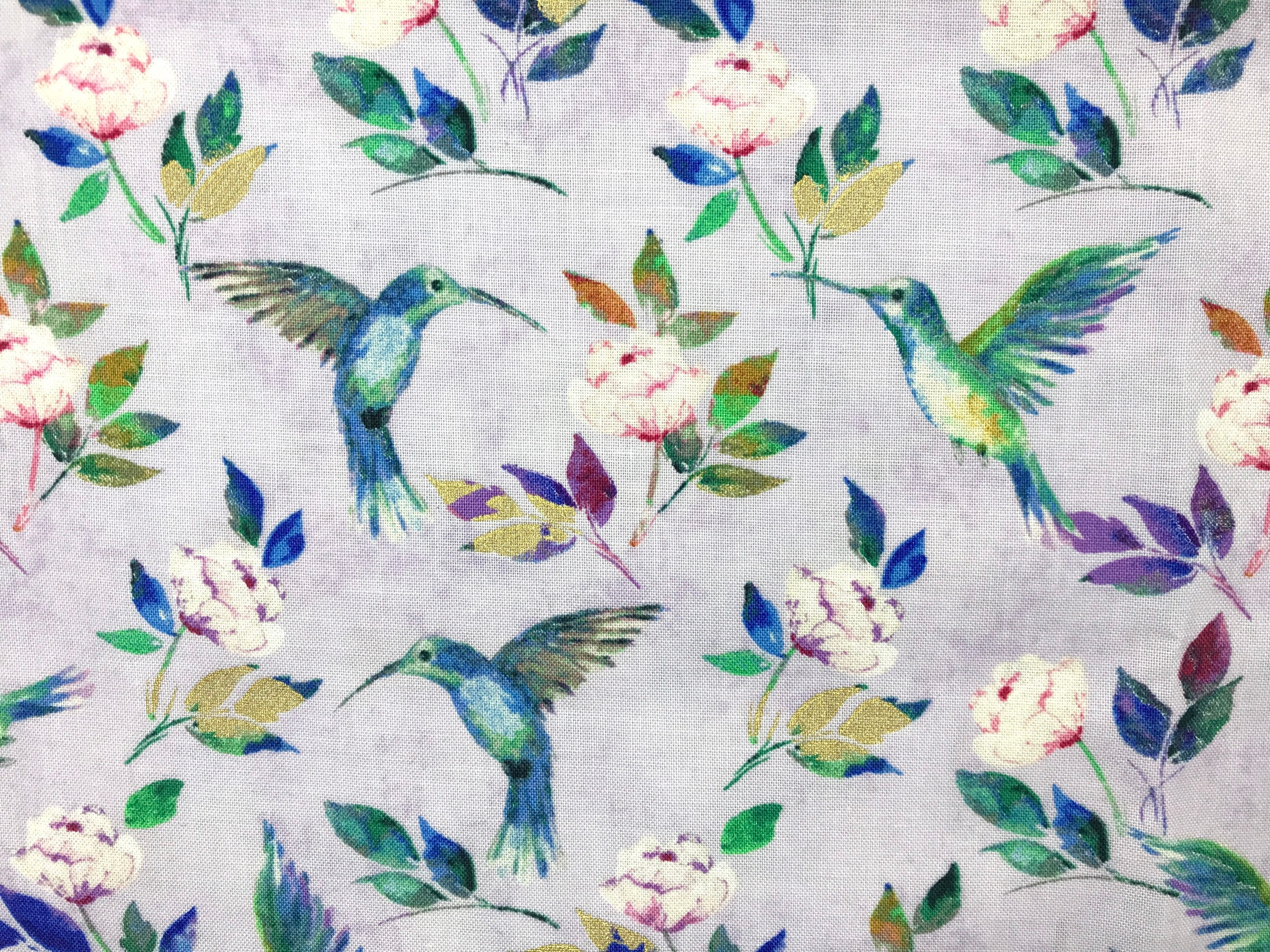 Bird Fabric Panel Bird Fabric Hummingbird Pattern and Etsy