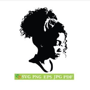 Fille noire silhouette svg, svg femme noire, svg femme afro, fille noire cricut coupe fichier, Silhouette, Cricut, Jpeg, svg, eps, png, clipart