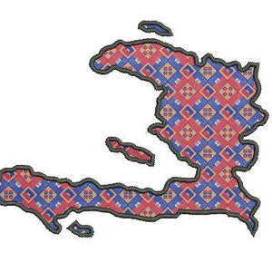 Haiti map applique embroidery design