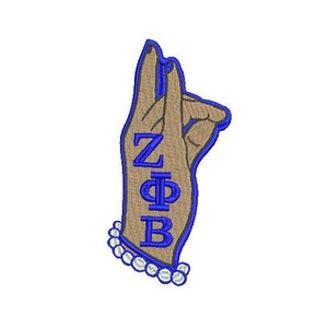 Zeta Phi Beta hand sign embroidery design