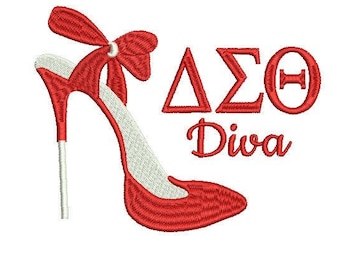 Delta Sigma Theta Diva satin fill embroidery design