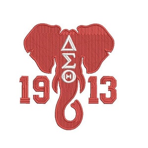 Delta Sigma Theta 1913 AEO Elephant embroidery design