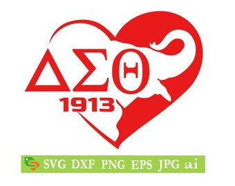 Delta Sigma Theta heart AEO elephant cut File, Silhouette,Cricut, Jpeg, svg,dfx, eps, png, clip art