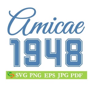 Amicae 1948 cut File, Silhouette,Cricut, Jpeg, svg,dfx, eps, png, clip art