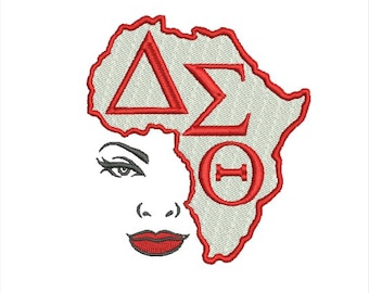 Delta Sigma Theta African girl machine embroidery design files