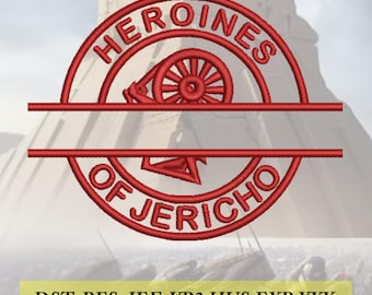 Heroines of Jericho monogram machine embroidery design files,  dst, pes, jef, exp, hus, xxx, vp3, EMB
