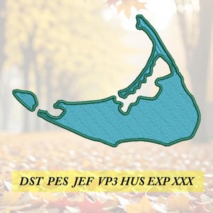 Nantucket map machine embroidery design, tatami filled with satin border, digital download