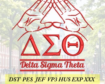 Delta Sigma Theta hand sign machine embroidery files, digital download