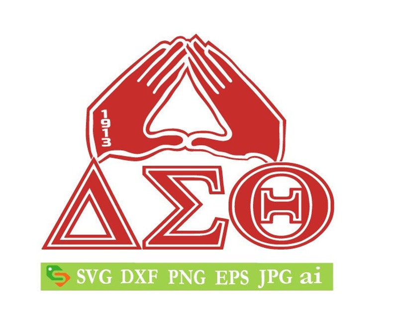 Delta Sigma Theta AEO 1913 signo de mano cortado Archivo, Silueta,Cricut, Jpeg, svg,dfx, eps, png, clip art imagen 1